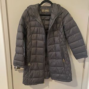 Michael Kors Gray Packable Down Fill Puffer Jacket